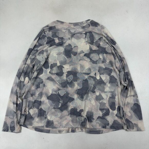 LOGO Lori Goldstein Mesh Button Shirt Cardigan Watercolor Nylon Blend Stretch L - Picture 8 of 11